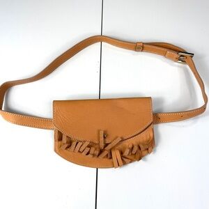 Illesteva Pelican Bag Natural Tan Leather Fringe Belt Bag